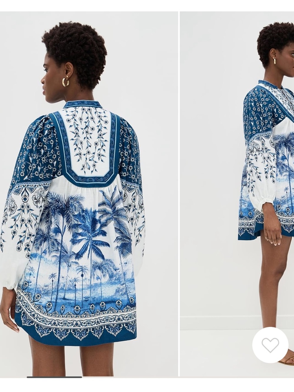 FARM Rio Blue and White Printed Tie-Front Mini Dress - Picture 2 of 5